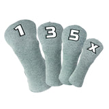 Maxbell 4x Golf Wood Headcover Drivers Covers Protection Guard w/Big Number Grey