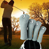 Maxbell 4x Golf Wood Headcover Drivers Covers Protection Guard w/Big Number Grey