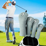 Maxbell 4x Golf Wood Headcover Drivers Covers Protection Guard w/Big Number Grey