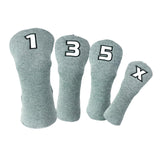 Maxbell 4x Golf Wood Headcover Drivers Covers Protection Guard w/Big Number Grey