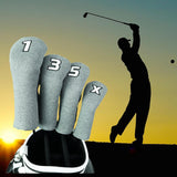 Maxbell 4x Golf Wood Headcover Drivers Covers Protection Guard w/Big Number Grey