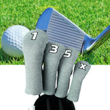 Maxbell 4x Golf Wood Headcover Drivers Covers Protection Guard w/Big Number Grey