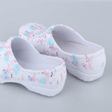 Maxbell Women Slip Resistant Chef Food Service Work Nursing Shoes Flamingo Patterned 41