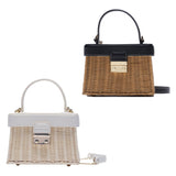 Maxbell Rattan Handbag Tropical Boho Hand Bag Phone Holder Messenger Purse  Black