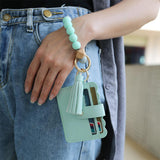 Maxbell Womens Card Wallet Bracelet Key Ring Bangle Keychain Wristlet Mint Green
