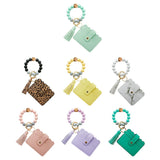 Maxbell Womens Card Wallet Bracelet Key Ring Bangle Keychain Wristlet Leopard Print