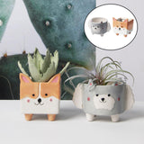 Maxbell Cartoon Ceramic Animal Flowerpot Succulent Pot Vase Planter Indoor Outdoor Corgi