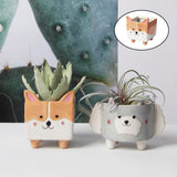 Maxbell Cartoon Ceramic Animal Flowerpot Succulent Pot Vase Planter Indoor Outdoor Corgi