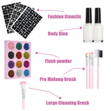 Maxbell Glitter Tattoo Kit with 12 Glitter Colors 72 Pcs Stencils for Girl Teenagers