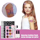 Maxbell Glitter Tattoo Kit with 12 Glitter Colors 72 Pcs Stencils for Girl Teenagers