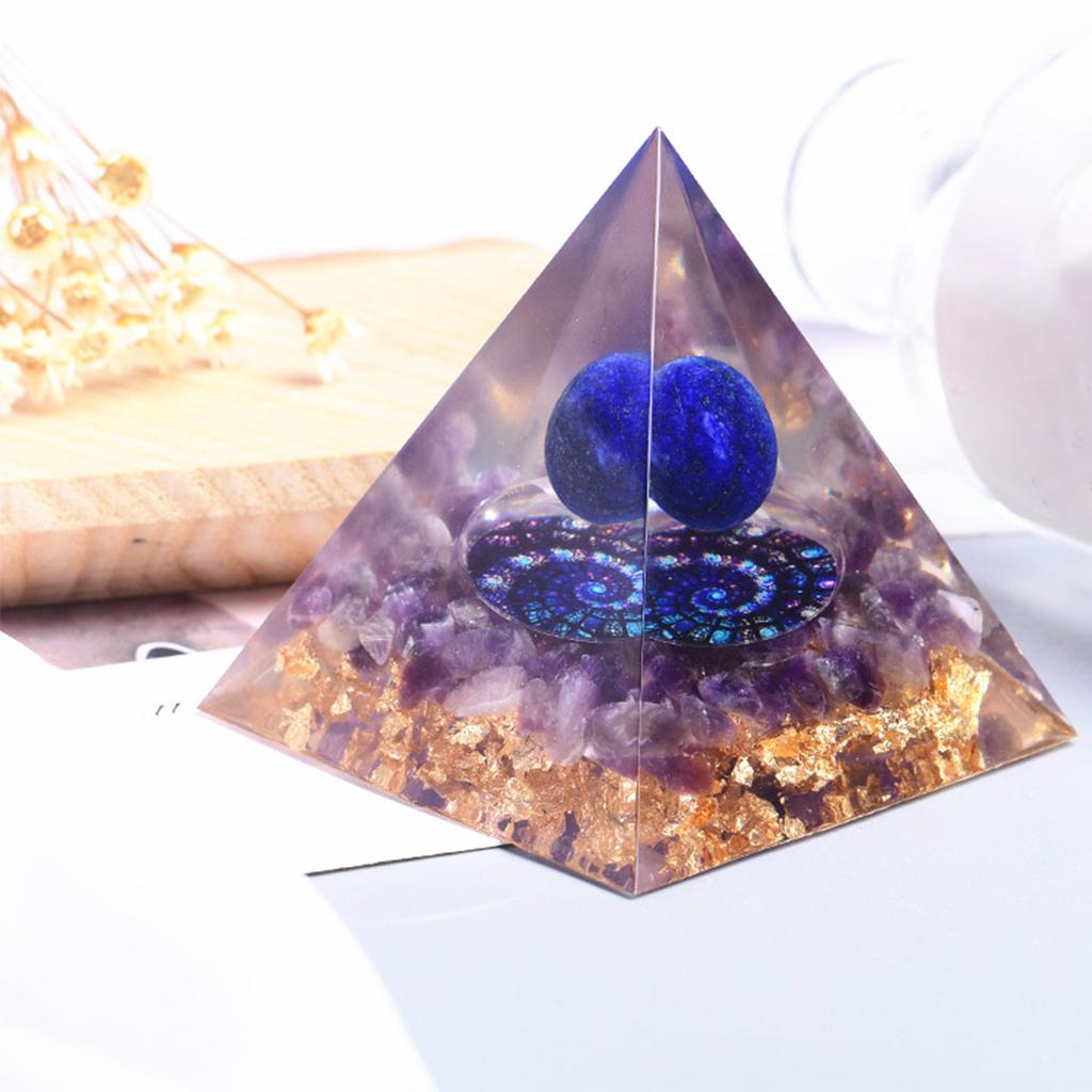Maxbell 60x60mm Crystal Pyramid Decorative Yoga Amethyst Gemstone Home Shelf Decor