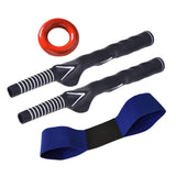 Maxbell Golf Swing Club Rubber Grip and Arm Band Set Training Tool 4PCS Blue