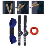 Maxbell Golf Swing Club Rubber Grip and Arm Band Set Training Tool 4PCS Blue