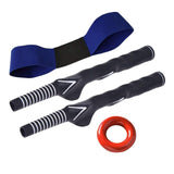 Maxbell Golf Swing Club Rubber Grip and Arm Band Set Training Tool 4PCS Blue