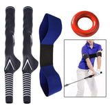 Maxbell Golf Swing Club Rubber Grip and Arm Band Set Training Tool 4PCS Blue