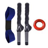 Maxbell Golf Swing Club Rubber Grip and Arm Band Set Training Tool 4PCS Blue