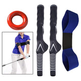 Maxbell Golf Swing Club Rubber Grip and Arm Band Set Training Tool 4PCS Blue