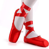Maxbell Ballet Shoes Professional Dance Shoes Adult Pointe Slippers Lace Up 34-43 Red 43