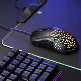 Maxbell Ultralight RGB Gaming Mouse Wired Hollow-Out Design High Precision Black