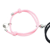 Maxbell Lovers Matching Bracelet Braided Magnetic Distance Bracelet Black Pink