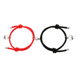 Maxbell Lovers Matching Bracelet Braided Magnetic Distance Bracelet Black Red