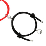 Maxbell Lovers Matching Bracelet Braided Magnetic Distance Bracelet Black Red