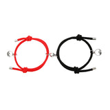 Maxbell Lovers Matching Bracelet Braided Magnetic Distance Bracelet Black Red