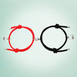 Maxbell Lovers Matching Bracelet Braided Magnetic Distance Bracelet Black Red