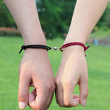 Maxbell Lovers Matching Bracelet Braided Magnetic Distance Bracelet Black Red