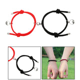 Maxbell Lovers Matching Bracelet Braided Magnetic Distance Bracelet Black Red