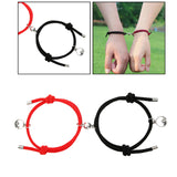 Maxbell Lovers Matching Bracelet Braided Magnetic Distance Bracelet Black Red