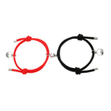 Maxbell Lovers Matching Bracelet Braided Magnetic Distance Bracelet Black Red