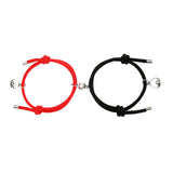 Maxbell Lovers Matching Bracelet Braided Magnetic Distance Bracelet Black Red