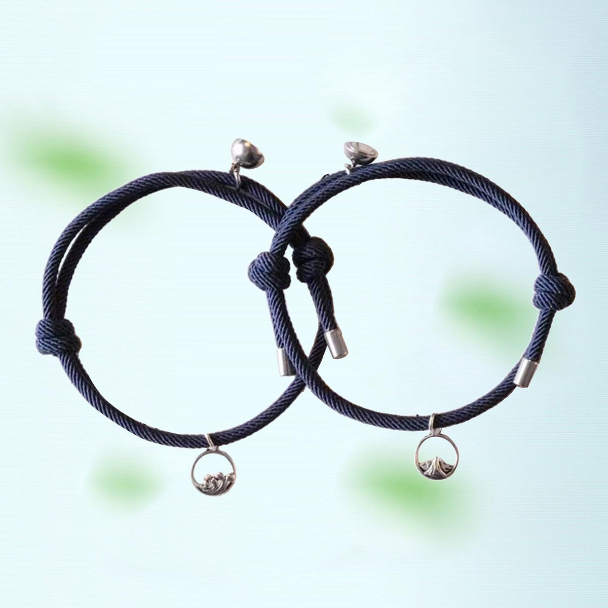 Maxbell Lovers Matching Bracelet Braided Magnetic Distance Bracelet Blue