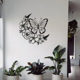 Maxbell Flower Butterflies Wall Art Sculptures Silhouette Hanging for Bathroom Decor