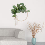 Maxbell Artificial Flowers Spring Hoop Wreath for Holiday Party Wall Hanging Decor B