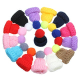 Maxbell 20x Christmas Mini Knitting Hats Doll Hats Assorted Color Hairball Hats