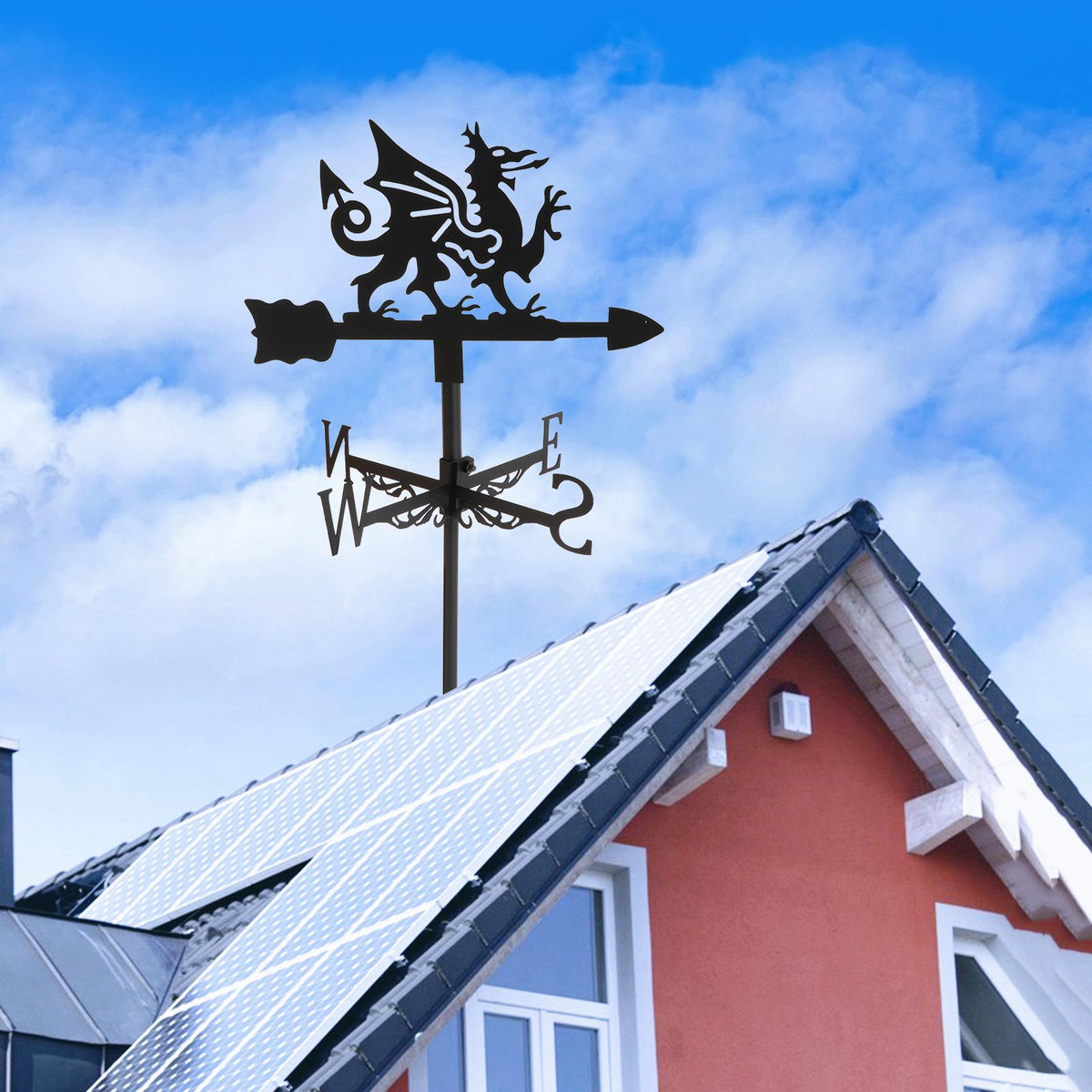 Maxbell Iron Weather Vane Wind Vane Roof Fence Mount for Patio Yard Measuring Tools Dragon