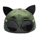 Maxbell Exquisite Baseball Hat with Ears On Top Pilot Glasses Popular for Children Green