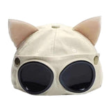 Maxbell Exquisite Baseball Hat with Ears On Top Pilot Glasses Popular for Children Beige