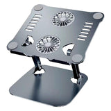 Maxbell Adjustable Laptop Stand Dual Fan Radiator Aluminum Alloy for for All Laptops Gray