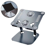 Maxbell Adjustable Laptop Stand Dual Fan Radiator Aluminum Alloy for for All Laptops Gray