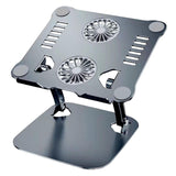 Maxbell Adjustable Laptop Stand Dual Fan Radiator Aluminum Alloy for for All Laptops Gray