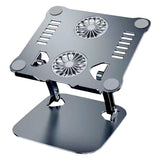 Maxbell Adjustable Laptop Stand Dual Fan Radiator Aluminum Alloy for for All Laptops Gray