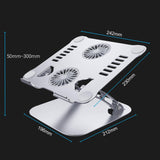 Maxbell Adjustable Laptop Stand Dual Fan Radiator Aluminum Alloy for for All Laptops Silver