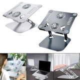 Maxbell Adjustable Laptop Stand Dual Fan Radiator Aluminum Alloy for for All Laptops Silver