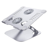 Maxbell Adjustable Laptop Stand Dual Fan Radiator Aluminum Alloy for for All Laptops Silver