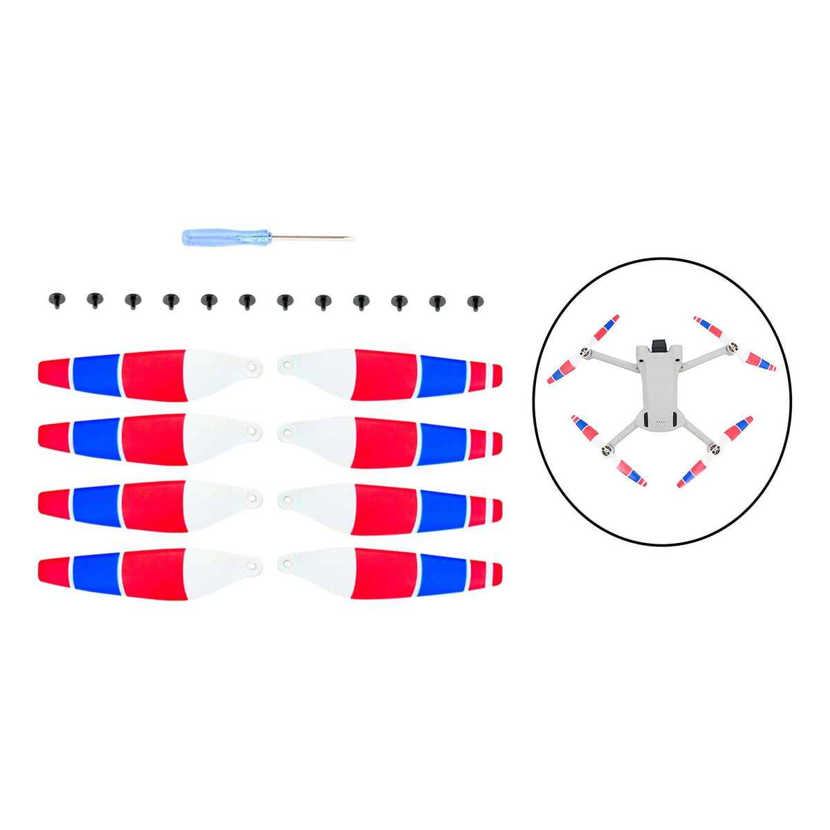 Maxbell 8 Pieces Drone Propellers Replacement Blades for Mini 3Pro Red Blue White