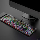 Maxbell Ergonomic 104 Keys Mechanical Gaming Keyboard USB Wired for Game Computer PC Black