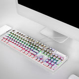 Maxbell Ergonomic 104 Keys Mechanical Gaming Keyboard USB Wired for Game Computer PC White